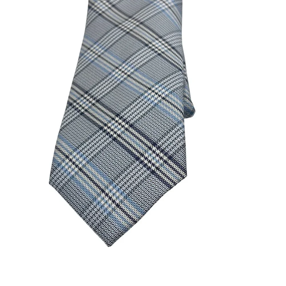 BAR III Carnaby Collection Harp Plaid Men’s Necktie, Blue, OS